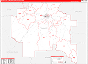 Great Falls Metro Area Wall Map Red Line Style